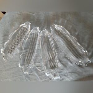 Set of 4 Vintage Style Clear Acrylic Corn on the Cob Serving Dishes
